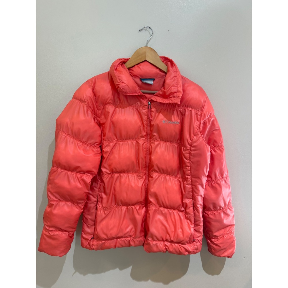 Columbia Womens Coral Pink Puffer Jacket Full Zip Quilted Coat Large